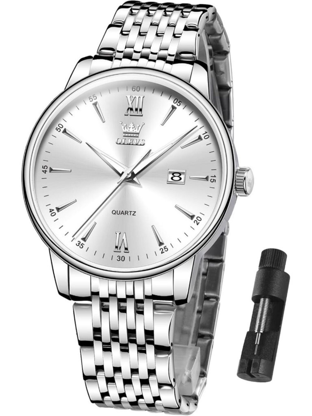 Stylish Big Face Men's Quartz Watch, Waterproof Stainless Steel, Perfect Gift